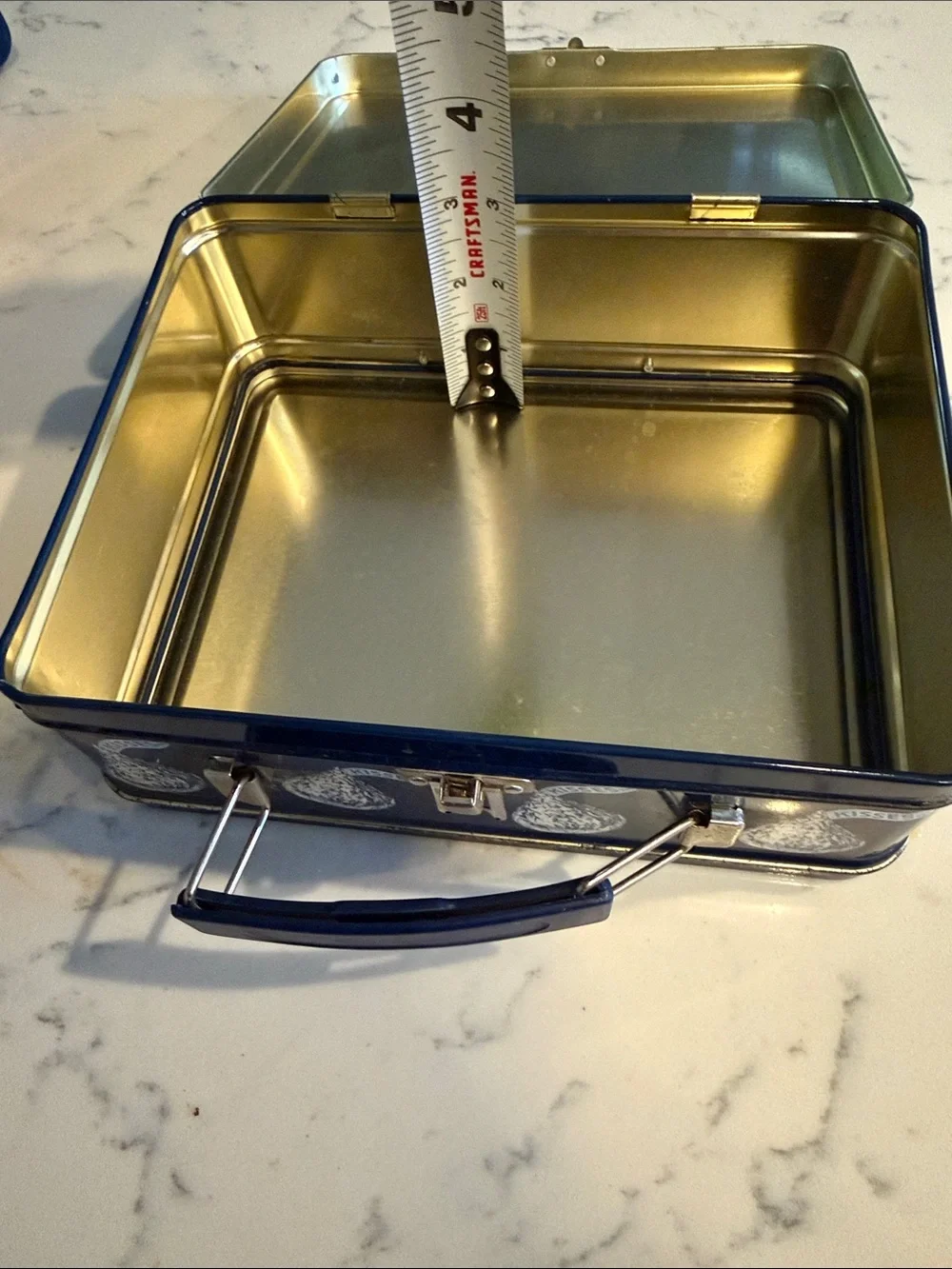 Vintage Blue 'A Kiss for You' Decorative Tin Lunchbox